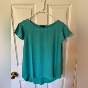 Turquoise Papermoon Mixed Material Flutter Sleeve Blouse NWOT